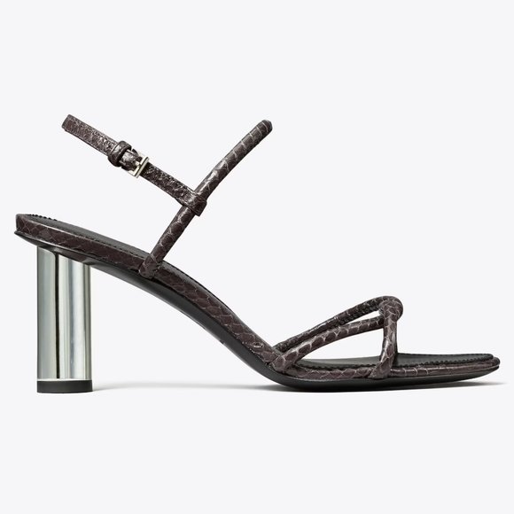 Tory Burch $428 Cylinder Metallic Silver Mirror Heel Sandal - Picture 9 of 9